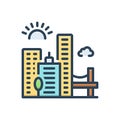 Color illustration icon for Jacksonville, skyline and cityscape
