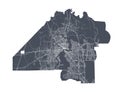 Jacksonville map. Detailed map of Jacksonville city poster with streets. Dark vector