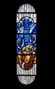 Jacob`s dream, stained glass in Chapel at cemetery in Ursberg, Germany Royalty Free Stock Photo