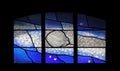 Jacob`s shell, stained glass window in Saint James church in Sontbergen, Germany