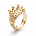 Fanciful Romantic Crown Ring With Yellow Gold And White Diamonds