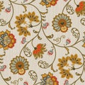 Jacobean seamless vector design, Warm color combo