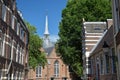 Jacobijnerkerk church viewed from Grote Kerkstraat street in Leeuwarden Royalty Free Stock Photo