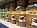 Jacobs coffee on supermarket shelves Royalty Free Stock Photo