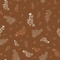 Jacquard effect wild meadow grass seamless vector pattern background. Monochrome aqua blue backdrop of scattered leaves