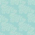 Jacquard effect wild meadow grass seamless vector pattern background. Monochrome blue backdrop of leaves in beautiful