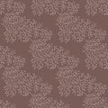 Jacquard effect wild meadow grass seamless vector pattern background. Monochrome brown backdrop of leaves in elegant