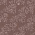 Jacquard effect wild meadow grass seamless vector pattern background. Monochrome brown backdrop of leaves in elegant