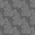 Jacquard effect wild meadow grass seamless vector pattern background. Monochrome gray backdrop of leaves in elegant