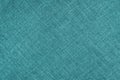Jacquard woven upholstery, bright turquoise coarse fabric texture with diagonal weave lines, close up