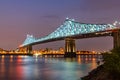 Jacques Cartier Bridge Illuminated at night. Montreal Royalty Free Stock Photo