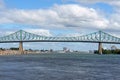 Jacques Cartier bridge on ST. Lawrence River in Montreal, Canada Royalty Free Stock Photo