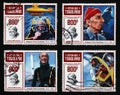 Jacques-Yves Cousteau celebration on four postage stamps