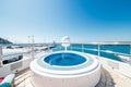 Jacuzzi at the board of a yacht with a beautiful view of the ocean Royalty Free Stock Photo