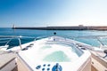 Jacuzzi at the board of a yacht with a beautiful view of the ocean Royalty Free Stock Photo