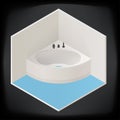 Jacuzzi corner bath isometric