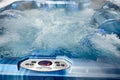 In the jacuzzi is gaining water close up, relaxing in the spa, Bukovel, Ukraine February 4, 2022 Royalty Free Stock Photo