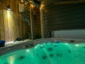 Jacuzzi one beautiful evening in winter, cold outside Royalty Free Stock Photo