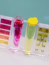 Jacuzzi spa pool maintenance test, Ph chlorine and bromide level Royalty Free Stock Photo