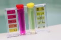 Jacuzzi spa pool maintenance test, Ph chlorine and bromide level Royalty Free Stock Photo