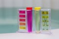 Jacuzzi spa pool maintenance test, Ph chlorine and bromide level Royalty Free Stock Photo