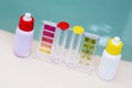 Jacuzzi spa pool maintenance test, Ph chlorine and bromide level Royalty Free Stock Photo