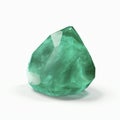 Jade crystal with shadow on white background