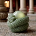 Jade dragon sculpture cradling an orb in an ornate setting. Royalty Free Stock Photo