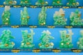 Jade figurines of the Chinese three stars deities and Chinese characters enlargement of wealth