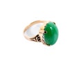 Jade gold ring isolated on white background. Jade with fine gold ring isolated Royalty Free Stock Photo