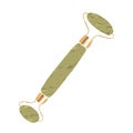 Jade massage roller illustration, facial stone massager, traditional asian point Acupuncture tool for face lifting and