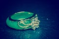 Jade ring with diamonds