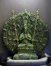 Jade sculpture of Guanyin thousand hands, Goddess of Mercy in Ch Royalty Free Stock Photo