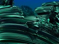 Jade under water, fractal background of jade rocks. Fantasy Alien Landscape - 3D Rendering Royalty Free Stock Photo