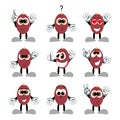Set of Grape icon in different action emotion Royalty Free Stock Photo