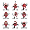 Set of Grape icon in different action emotion