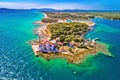 Jadrija lighthouse in Sibenik bay entrance aerial view