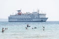 Jadrolinija ferry boat entering Split harbor, Croatia Royalty Free Stock Photo