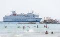 Jadrolinija ferry boat entering Split harbor, Croatia Royalty Free Stock Photo