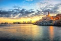 Jaffa Old Town and Tel Aviv skyline on sunrise, Israel Royalty Free Stock Photo