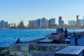 Jaffa port, with Tel-Aviv skyline Royalty Free Stock Photo