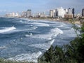 Jaffa view of heavy sea and Tel Aviv 2012 Royalty Free Stock Photo