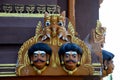 Two face head holy deity wood carving at Nallur Kandaswamy Hindu temple Jaffna Sri Lanka