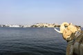 Jag Mandir Palace and Udaipur Palace seen from Lake Pichola in Udaipur, Rajasthan, India Royalty Free Stock Photo