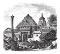 Jagannath temple in Puri Odisha India vintage engraving Royalty Free Stock Photo