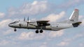 JAGEL, GERMANY - JUN 13, 2019:Hungarian Air Force Antonov AN-26 transport plane landing on Jagel airbase Royalty Free Stock Photo