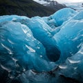 Jagged blue ice formations create a striking scene, resembling a frozen wave or Royalty Free Stock Photo