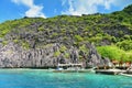 Jagged limestone cliffs of Matinloc Island at Palawan in Philippines Royalty Free Stock Photo