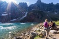 jagged mountain peaks in Iceberg Lake Trail in Glacier, Montana Royalty Free Stock Photo