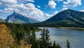 Jagged mountains & lake scenery Royalty Free Stock Photo